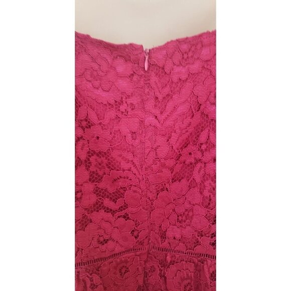 NWT $78 NANETTE LEPORE RASPBERRY LACE PEPLUM LINED BACK ZIPPER TOP BLOUSE SZ L - Picture 7 of 11